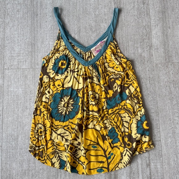 Free People Tops - vintage Free People yellow flowy floral tank top XS | boho, colorful, granola